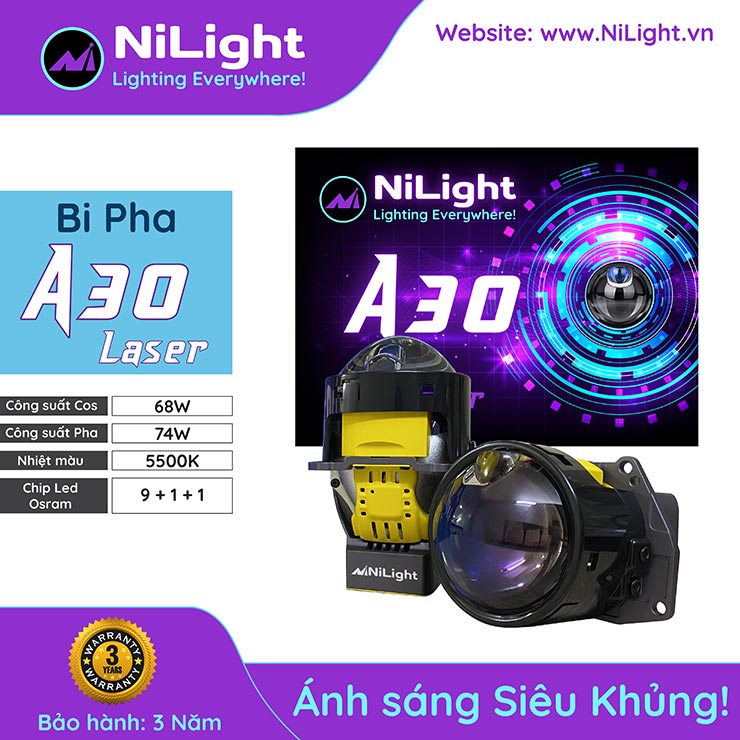 Thông số kỹ thuật Bi Pha NiLight A30 Laser