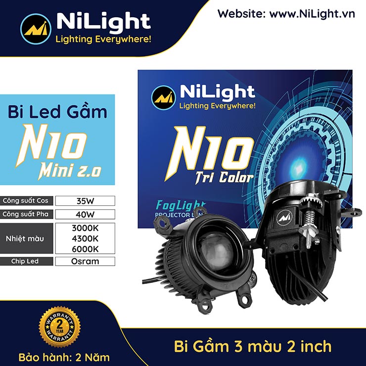 Thông số kỹ thuật Bi Gầm Led 3 màu NiLight N10 Mini 2.0