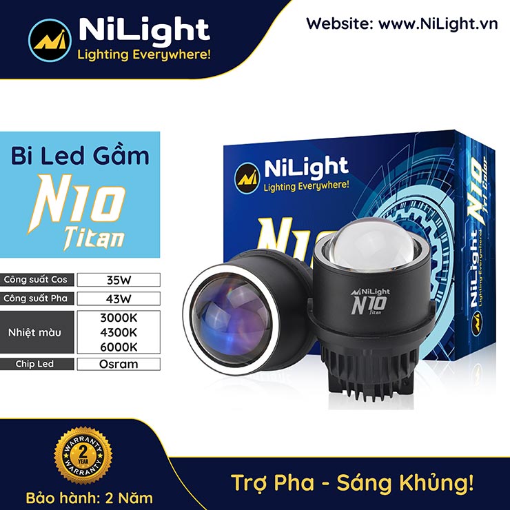 Thông số Kỹ thuật Bi Gầm Led 3 màu NiLight N10 Titan