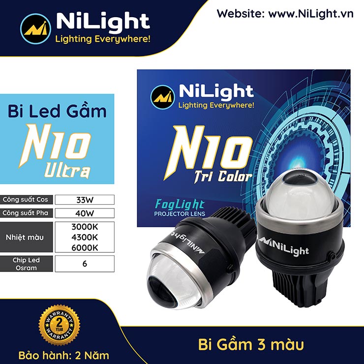 Thông số Kỹ thuật Bi Gầm Led 3 màu NiLight N10 Ultra